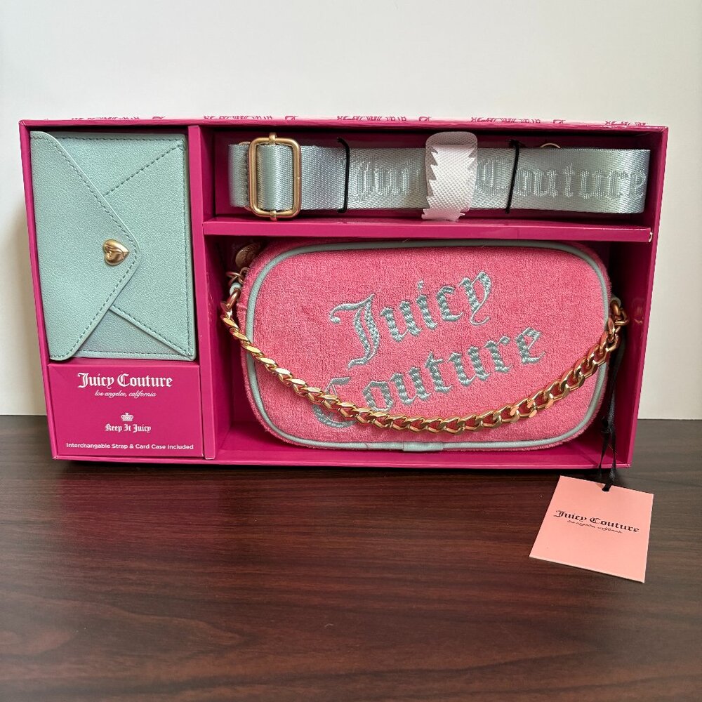 Juicy Couture Camera Bag Gift Set Pink and Blue Y2K Barbiecore New